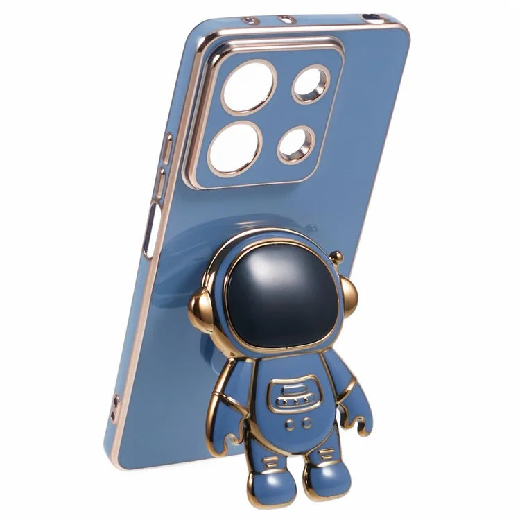 For Xiaomi Redmi Note 13 5G / Note 13R Pro 5G Case Electroplating TPU Phone Cover Astronaut Folding Bracket