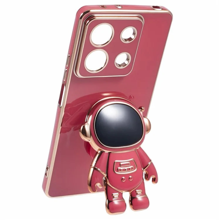 For Xiaomi Redmi Note 13 5G / Note 13R Pro 5G Case Electroplating TPU Phone Cover Astronaut Folding Bracket