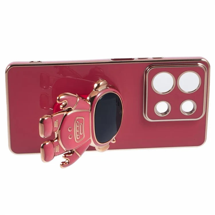 For Xiaomi Redmi Note 13 5G / Note 13R Pro 5G Case Electroplating TPU Phone Cover Astronaut Folding Bracket