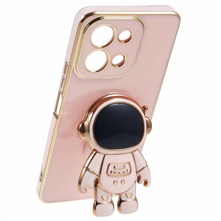 For Xiaomi Redmi Note 13 5G / Note 13R Pro 5G Case Electroplating TPU Phone Cover Astronaut Folding Bracket