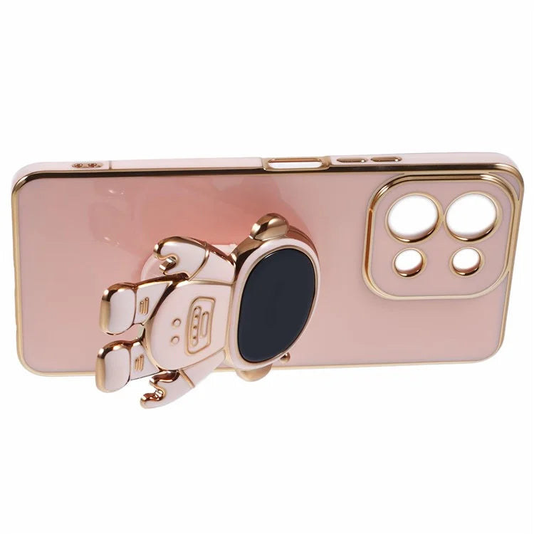 For Xiaomi Redmi Note 13 5G / Note 13R Pro 5G Case Electroplating TPU Phone Cover Astronaut Folding Bracket