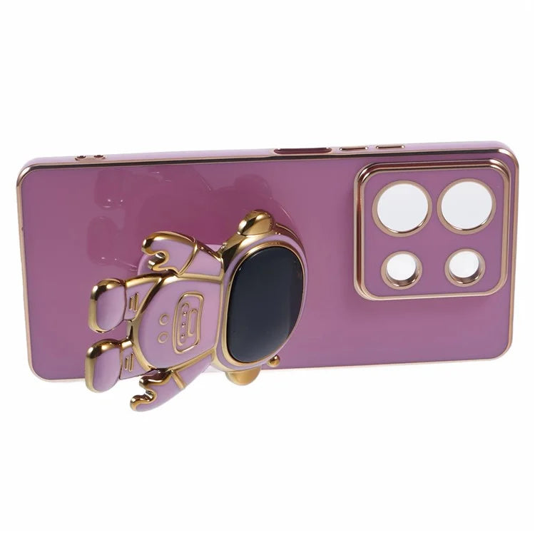 For Xiaomi Redmi Note 13 5G / Note 13R Pro 5G Case Electroplating TPU Phone Cover Astronaut Folding Bracket