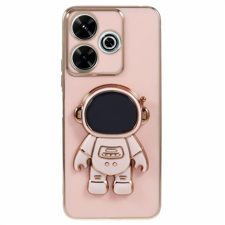 For Xiaomi Redmi 13 5G / 13 4G / Note 13R 5G Case Electroplated TPU Phone Cover Cute Astronaut Kickstand
