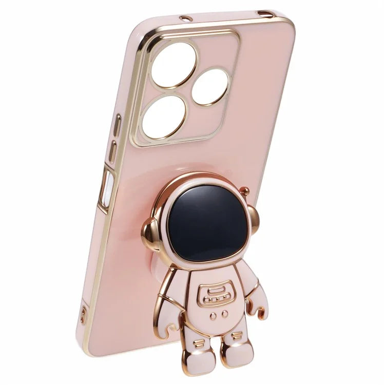 For Xiaomi Redmi 13 5G / 13 4G / Note 13R 5G Case Electroplated TPU Phone Cover Cute Astronaut Kickstand