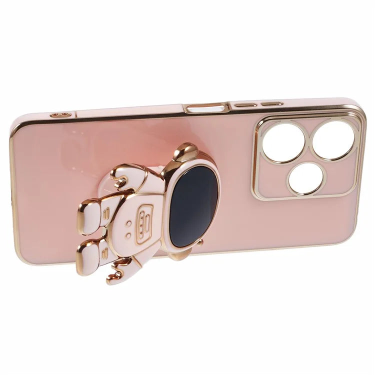 For Xiaomi Redmi 13 5G / 13 4G / Note 13R 5G Case Electroplated TPU Phone Cover Cute Astronaut Kickstand