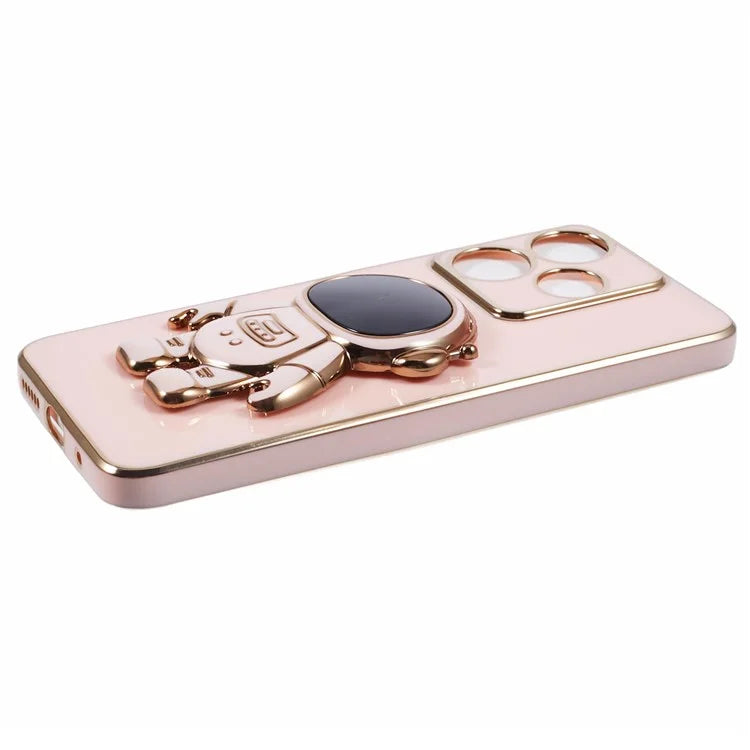 For Xiaomi Redmi 13 5G / 13 4G / Note 13R 5G Case Electroplated TPU Phone Cover Cute Astronaut Kickstand