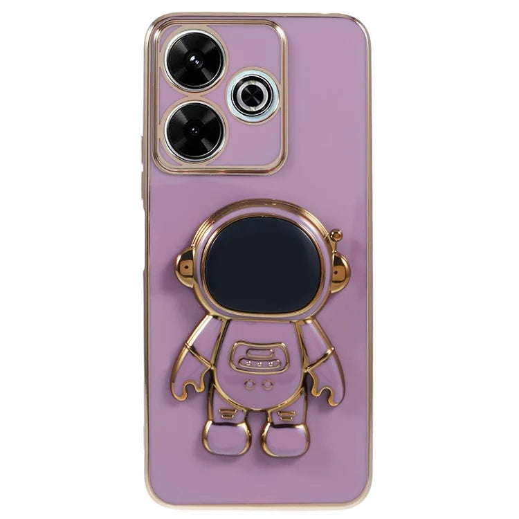 For Xiaomi Redmi 13 5G / 13 4G / Note 13R 5G Case Electroplated TPU Phone Cover Cute Astronaut Kickstand