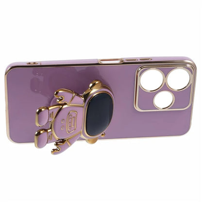For Xiaomi Redmi 13 5G / 13 4G / Note 13R 5G Case Electroplated TPU Phone Cover Cute Astronaut Kickstand
