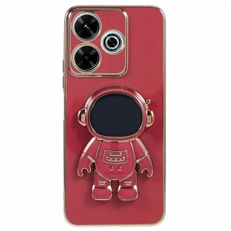 For Xiaomi Redmi 13 5G / 13 4G / Note 13R 5G Case Electroplated TPU Phone Cover Cute Astronaut Kickstand