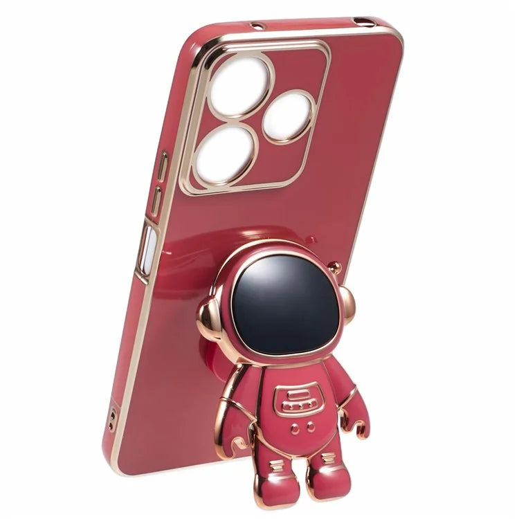 For Xiaomi Redmi 13 5G / 13 4G / Note 13R 5G Case Electroplated TPU Phone Cover Cute Astronaut Kickstand