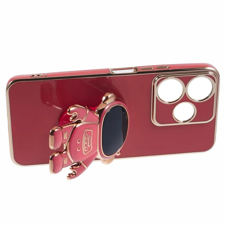 For Xiaomi Redmi 13 5G / 13 4G / Note 13R 5G Case Electroplated TPU Phone Cover Cute Astronaut Kickstand