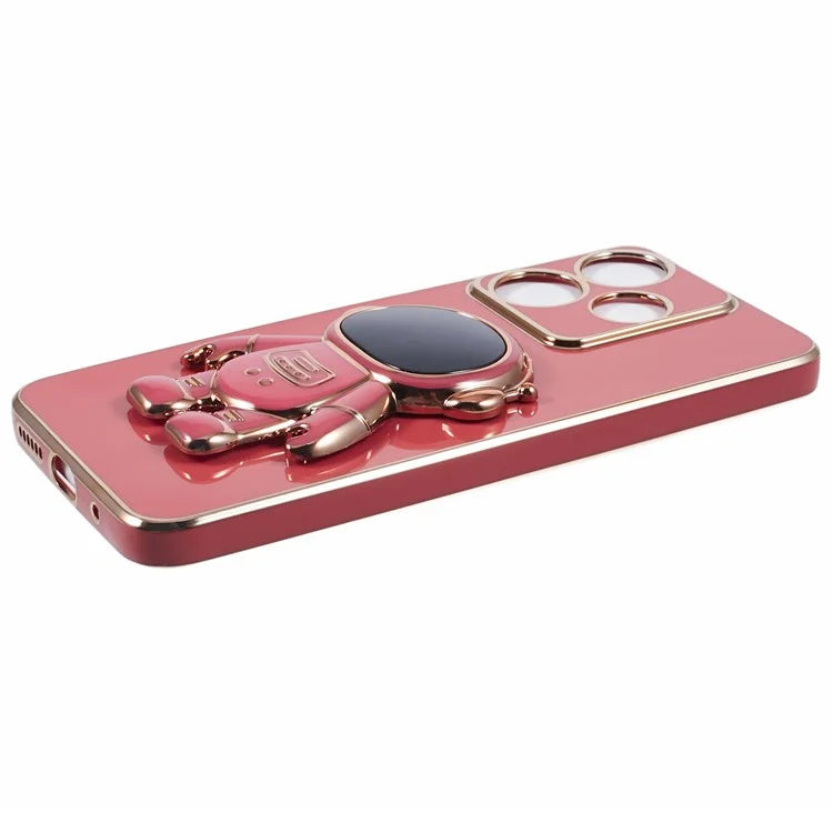 For Xiaomi Redmi 13 5G / 13 4G / Note 13R 5G Case Electroplated TPU Phone Cover Cute Astronaut Kickstand