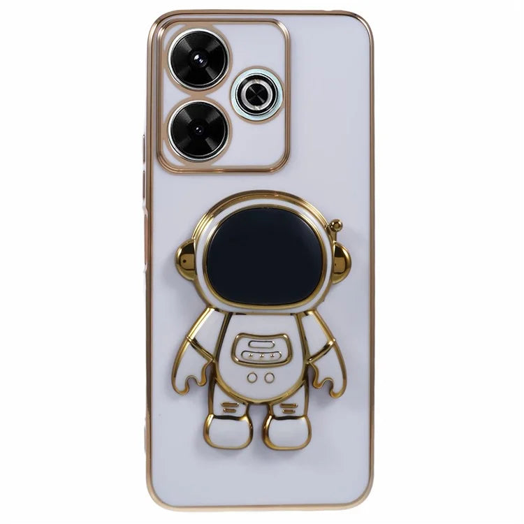 For Xiaomi Redmi 13 5G / 13 4G / Note 13R 5G Case Electroplated TPU Phone Cover Cute Astronaut Kickstand