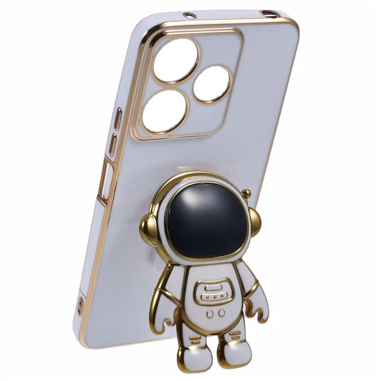 For Xiaomi Redmi 13 5G / 13 4G / Note 13R 5G Case Electroplated TPU Phone Cover Cute Astronaut Kickstand