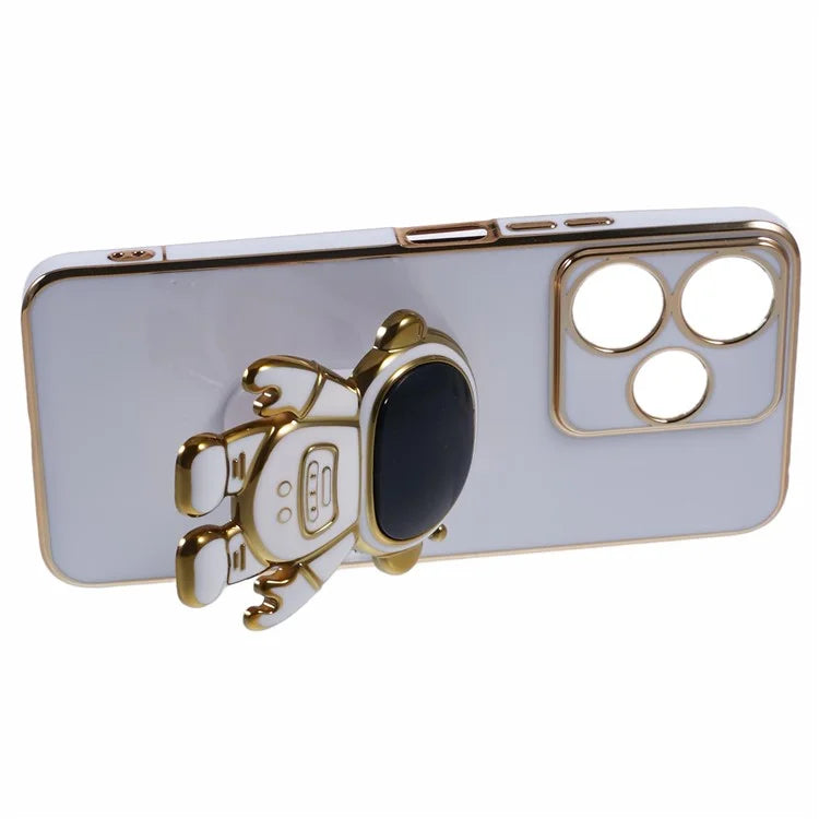 For Xiaomi Redmi 13 5G / 13 4G / Note 13R 5G Case Electroplated TPU Phone Cover Cute Astronaut Kickstand