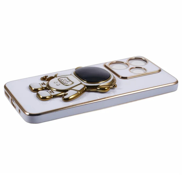 For Xiaomi Redmi 13 5G / 13 4G / Note 13R 5G Case Electroplated TPU Phone Cover Cute Astronaut Kickstand