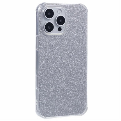 For iPhone 16 Pro Case Drop Protective TPU Phone Cover with Sparkly Paper