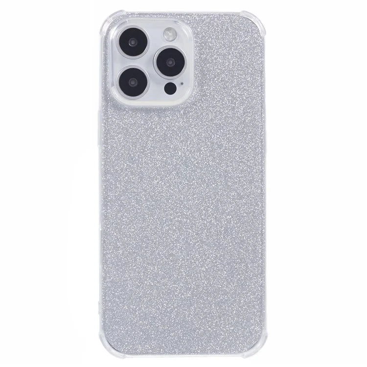 For iPhone 16 Pro Case Drop Protective TPU Phone Cover with Sparkly Paper