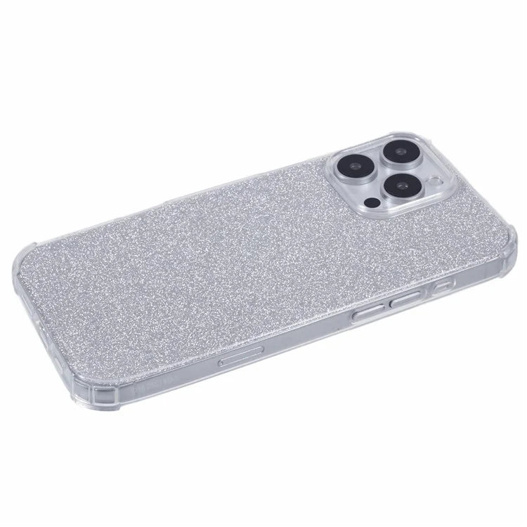 For iPhone 16 Pro Case Drop Protective TPU Phone Cover with Sparkly Paper