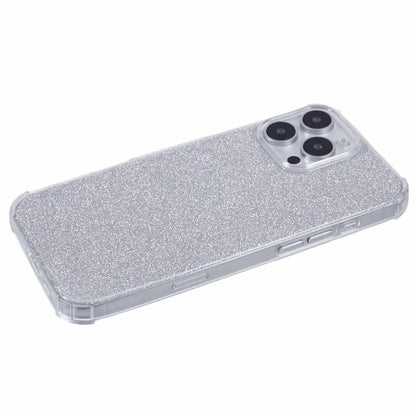 For iPhone 16 Pro Case Drop Protective TPU Phone Cover with Sparkly Paper
