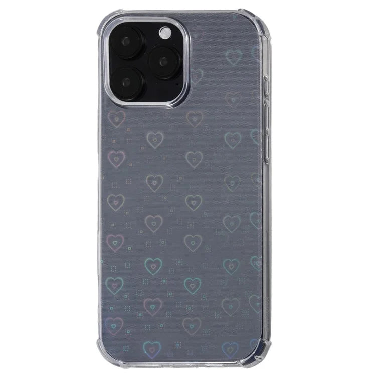 For iPhone 16 Pro Case Drop Protective TPU Phone Cover with Sparkly Paper