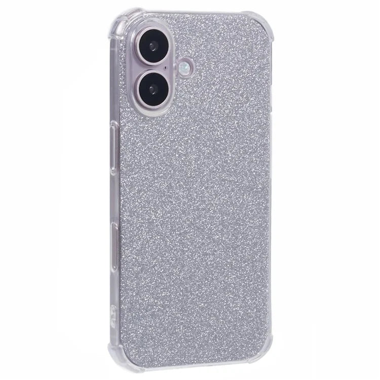 For iPhone 16 Plus Case Shiny Aesthetic TPU Phone Cover with Sparkly Paper