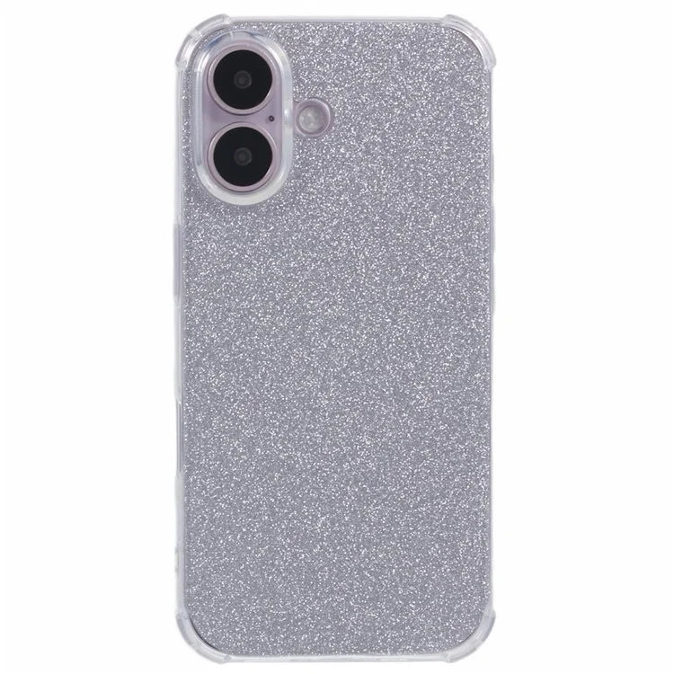 For iPhone 16 Plus Case Shiny Aesthetic TPU Phone Cover with Sparkly Paper