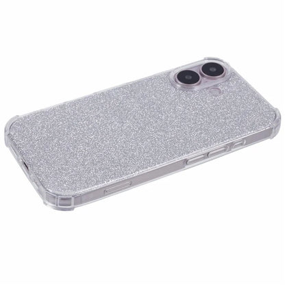 For iPhone 16 Plus Case Shiny Aesthetic TPU Phone Cover with Sparkly Paper