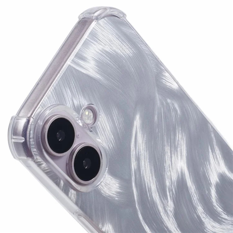 For iPhone 16 Plus Case Shiny Aesthetic TPU Phone Cover with Sparkly Paper