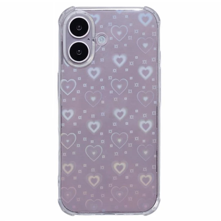 For iPhone 16 Plus Case Shiny Aesthetic TPU Phone Cover with Sparkly Paper
