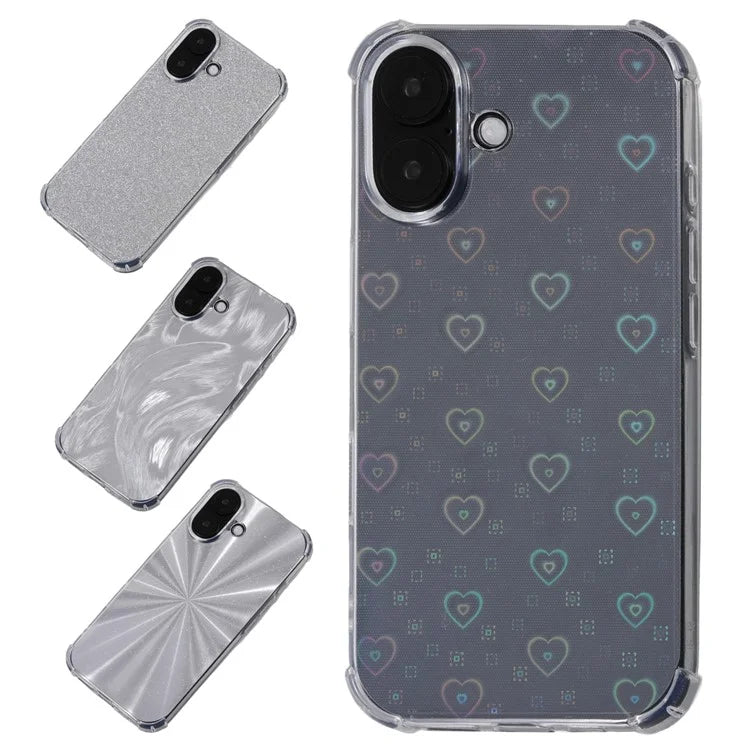 For iPhone 16 Plus Case Fall Protection TPU Phone Cover with 4 Card Papers