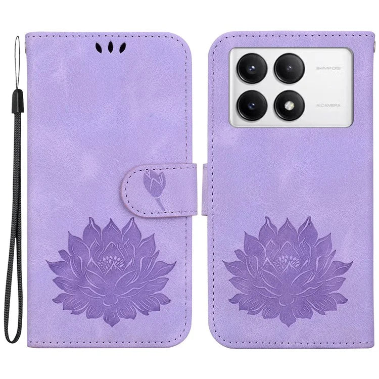 For Xiaomi Poco F6 Pro 5G / Redmi K70 5G / K70 Pro 5G Wallet Phone Case Lotus Imprint Leather Cover