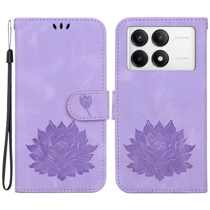 For Xiaomi Poco F6 Pro 5G / Redmi K70 5G / K70 Pro 5G Wallet Phone Case Lotus Imprint Leather Cover