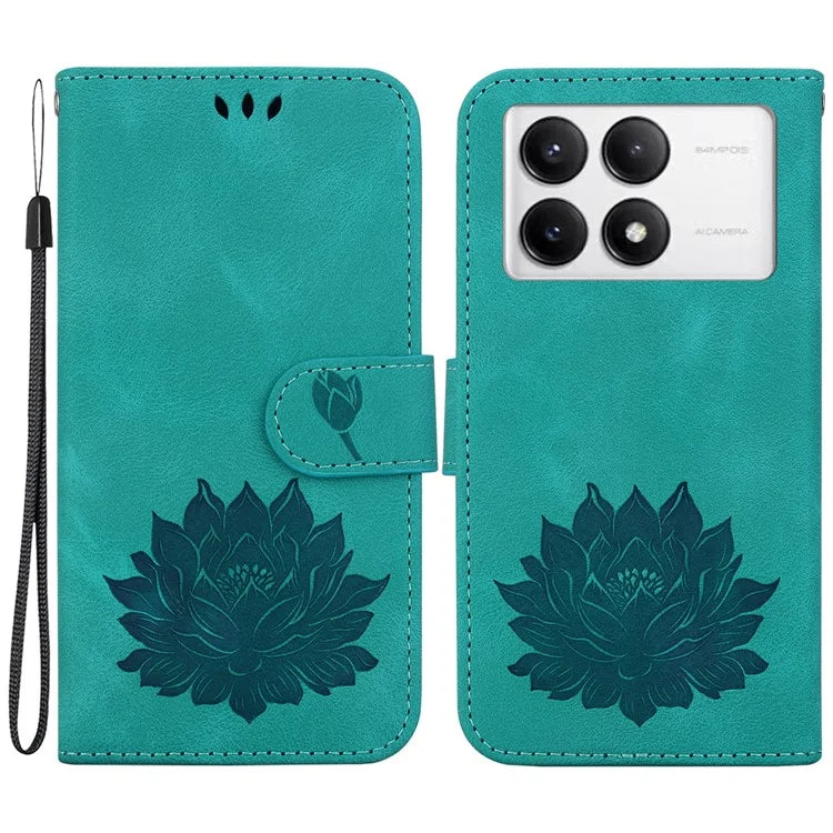 For Xiaomi Poco F6 Pro 5G / Redmi K70 5G / K70 Pro 5G Wallet Phone Case Lotus Imprint Leather Cover