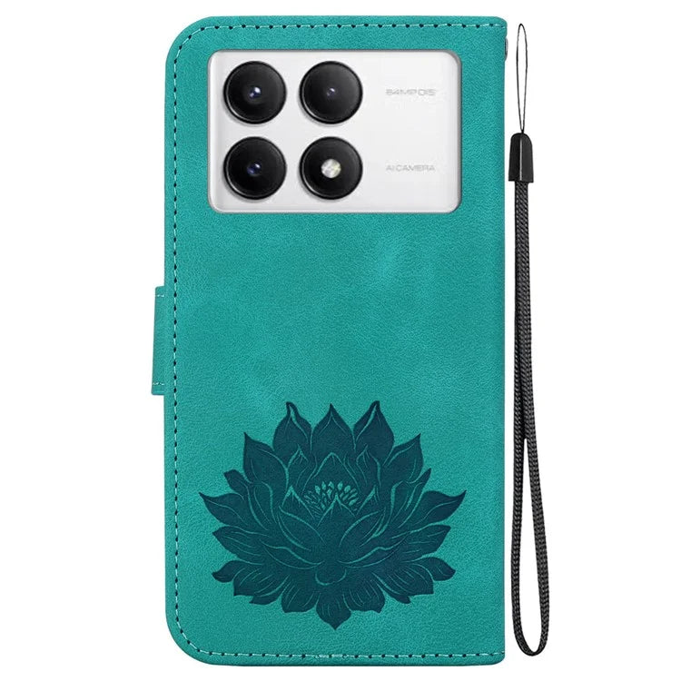 For Xiaomi Poco F6 Pro 5G / Redmi K70 5G / K70 Pro 5G Wallet Phone Case Lotus Imprint Leather Cover