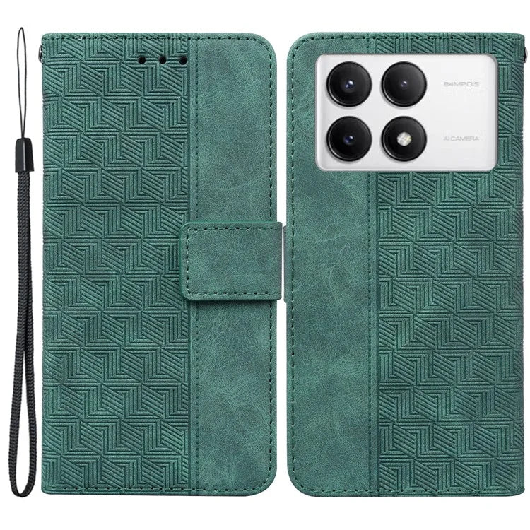 For Xiaomi Poco F6 Pro 5G / Redmi K70 5G / K70 Pro 5G Wallet Case Geometry Pattern Leather Phone Cover