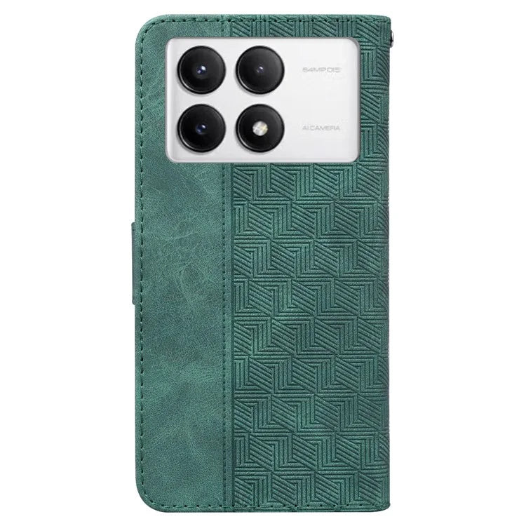 For Xiaomi Poco F6 Pro 5G / Redmi K70 5G / K70 Pro 5G Wallet Case Geometry Pattern Leather Phone Cover