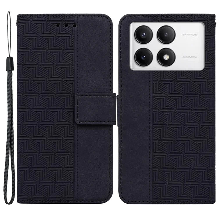 For Xiaomi Poco F6 Pro 5G / Redmi K70 5G / K70 Pro 5G Wallet Case Geometry Pattern Leather Phone Cover