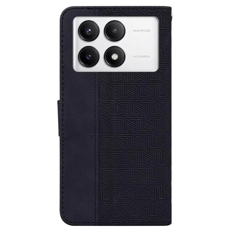 For Xiaomi Poco F6 Pro 5G / Redmi K70 5G / K70 Pro 5G Wallet Case Geometry Pattern Leather Phone Cover