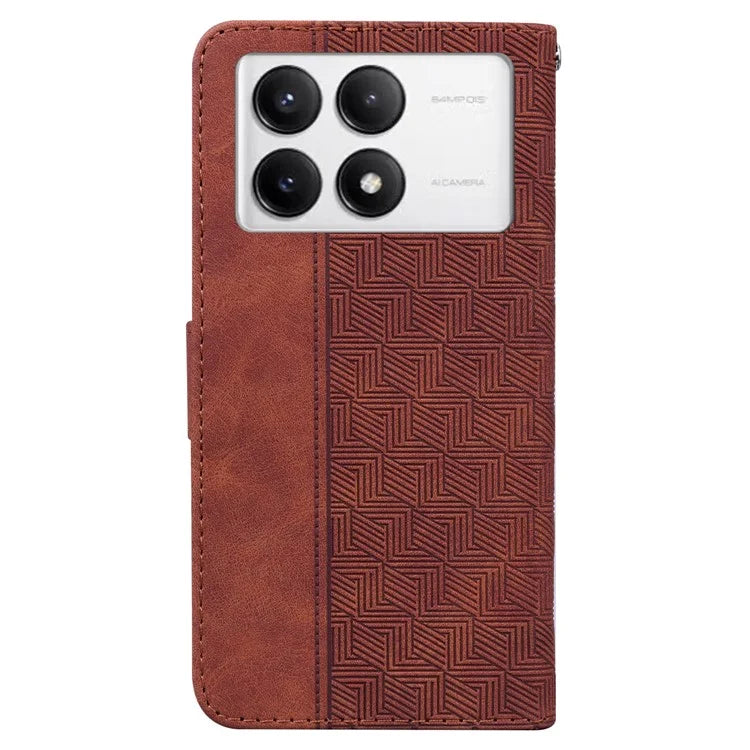 For Xiaomi Poco F6 Pro 5G / Redmi K70 5G / K70 Pro 5G Wallet Case Geometry Pattern Leather Phone Cover