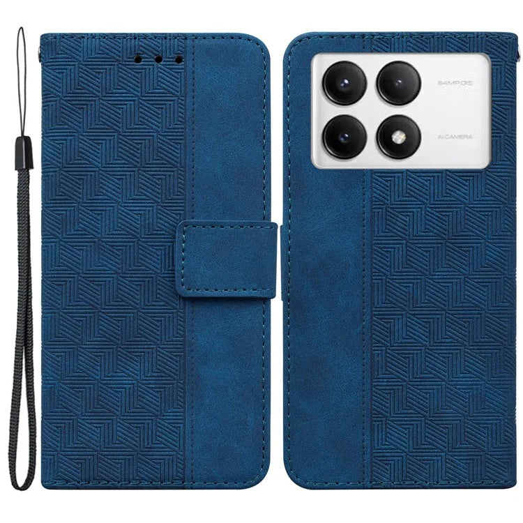 For Xiaomi Poco F6 Pro 5G / Redmi K70 5G / K70 Pro 5G Wallet Case Geometry Pattern Leather Phone Cover
