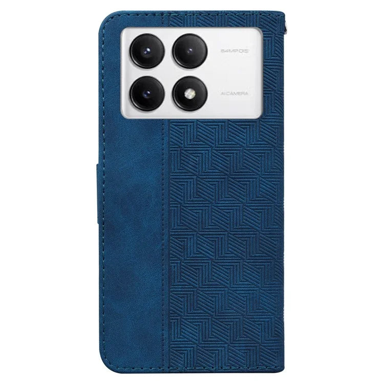 For Xiaomi Poco F6 Pro 5G / Redmi K70 5G / K70 Pro 5G Wallet Case Geometry Pattern Leather Phone Cover