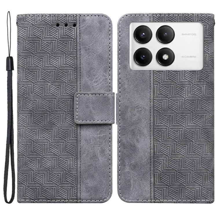 For Xiaomi Poco F6 Pro 5G / Redmi K70 5G / K70 Pro 5G Wallet Case Geometry Pattern Leather Phone Cover