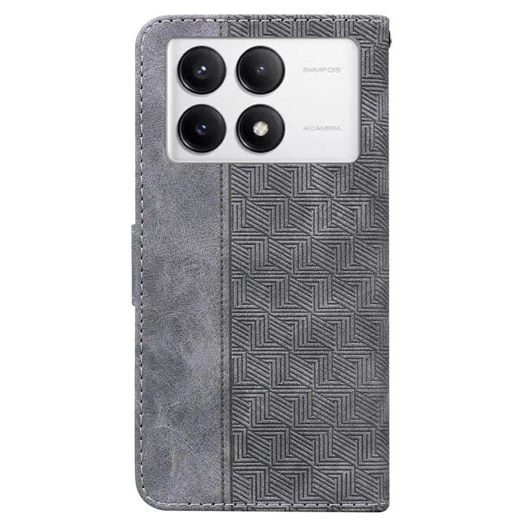 For Xiaomi Poco F6 Pro 5G / Redmi K70 5G / K70 Pro 5G Wallet Case Geometry Pattern Leather Phone Cover