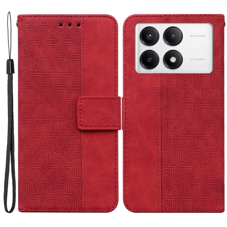 For Xiaomi Poco F6 Pro 5G / Redmi K70 5G / K70 Pro 5G Wallet Case Geometry Pattern Leather Phone Cover