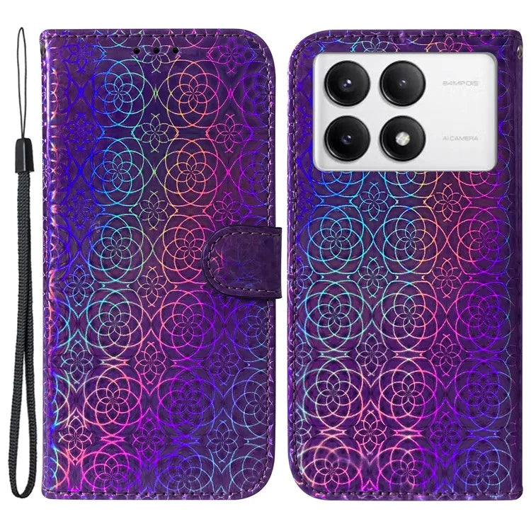 For Xiaomi Poco F6 Pro 5G / Redmi K70 5G / K70 Pro 5G Phone Case Dazzling Flower Leather Cover