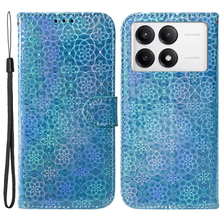 For Xiaomi Poco F6 Pro 5G / Redmi K70 5G / K70 Pro 5G Phone Case Dazzling Flower Leather Cover