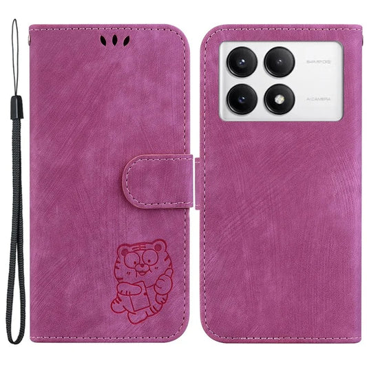 For Xiaomi Poco F6 Pro 5G  /  Redmi K70 5G  /  K70 Pro 5G Wallet Phone Case Cute Tiger Imprint Leather Cover