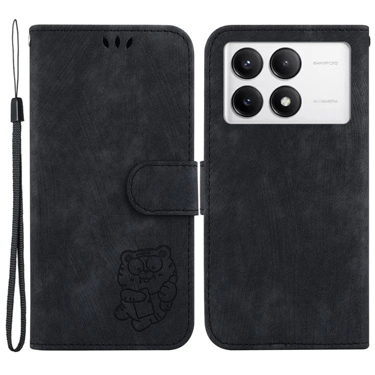 For Xiaomi Poco F6 Pro 5G  /  Redmi K70 5G  /  K70 Pro 5G Wallet Phone Case Cute Tiger Imprint Leather Cover