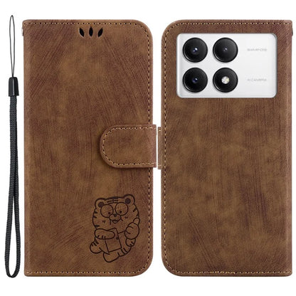 For Xiaomi Poco F6 Pro 5G  /  Redmi K70 5G  /  K70 Pro 5G Wallet Phone Case Cute Tiger Imprint Leather Cover